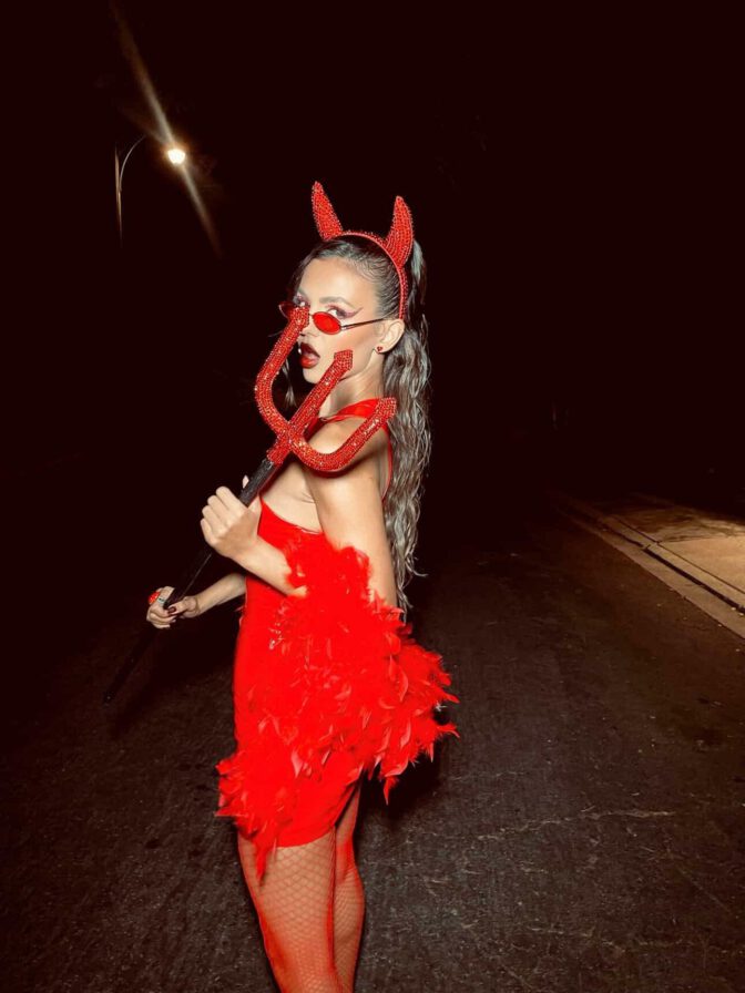 Victoria Justice Devil Costume Latex Fishnets Halloween