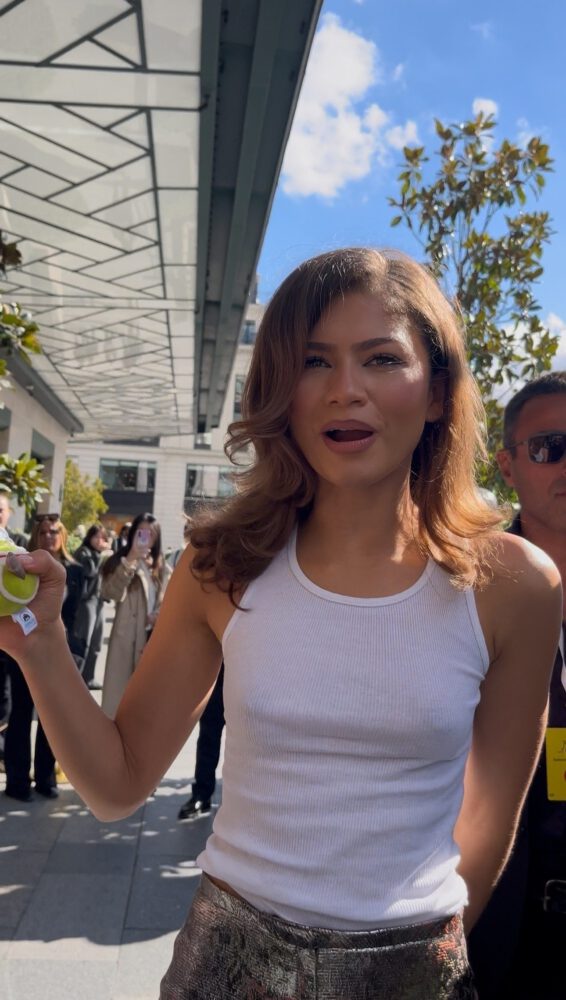 Zendaya Paris Fashion Week Braless White Tank