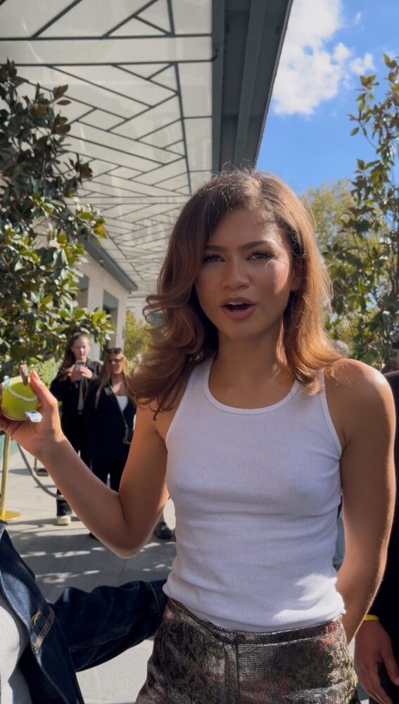 Zendaya Paris Fashion Week Braless White Tank