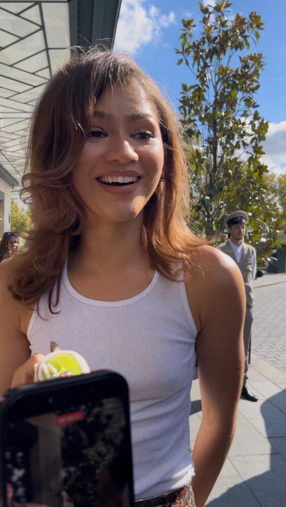 Zendaya Paris Fashion Week Braless White Tank