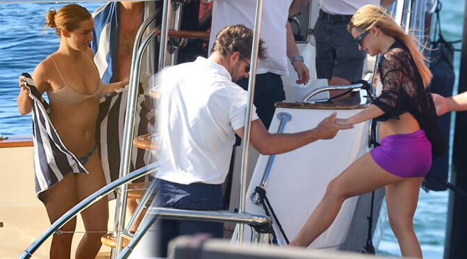 Addison Rae’s Cleavage & Booty in Barely-There Bikini on Sydney Yacht