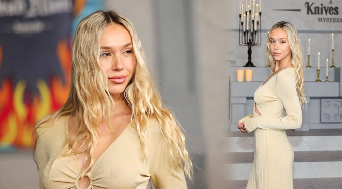 Alexis Ren Sizzles in Daring Cutout Dress at Knives Out Mystery Premiere