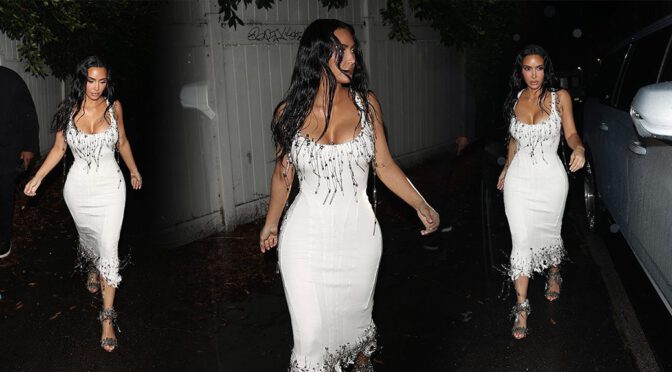 Kim Kardashian Spills Out of Daring White Dress at Petra Collins Bash