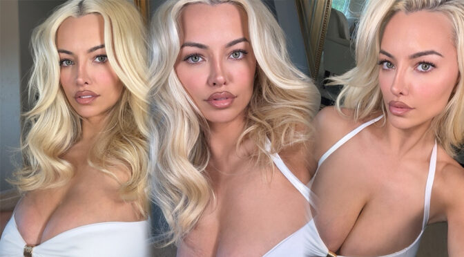 Outrageous Cleavage: Lindsey Pelas Spills Out of Micro Bikini Top