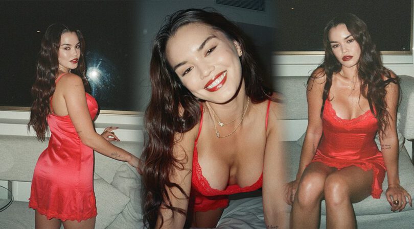 Unfiltered Paris Berelc: Cleavage on Full Display in Fiery Red Slip