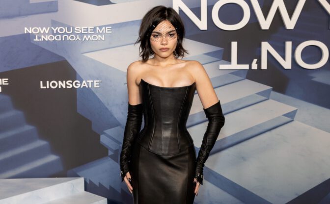 Ariana Greenblatt Busty Cleavage Tight Leather Red Carpet