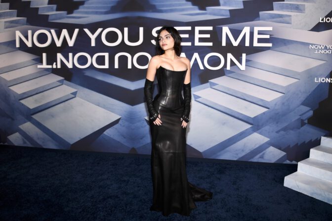 Ariana Greenblatt Busty Cleavage Tight Leather Red Carpet