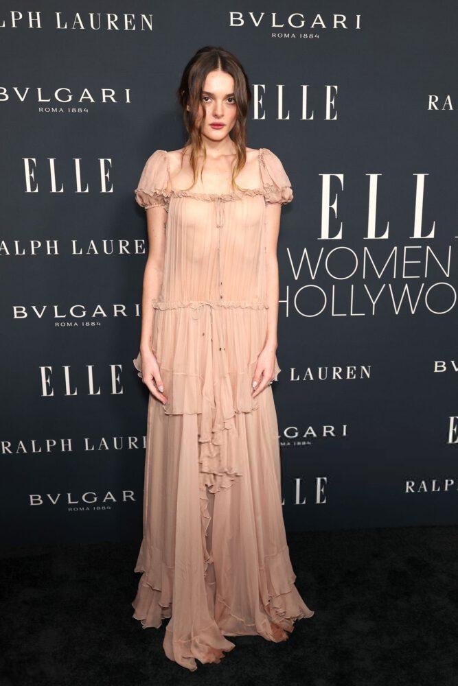 Charlotte Lawrence Nipples Exposed See Through Gown Elle