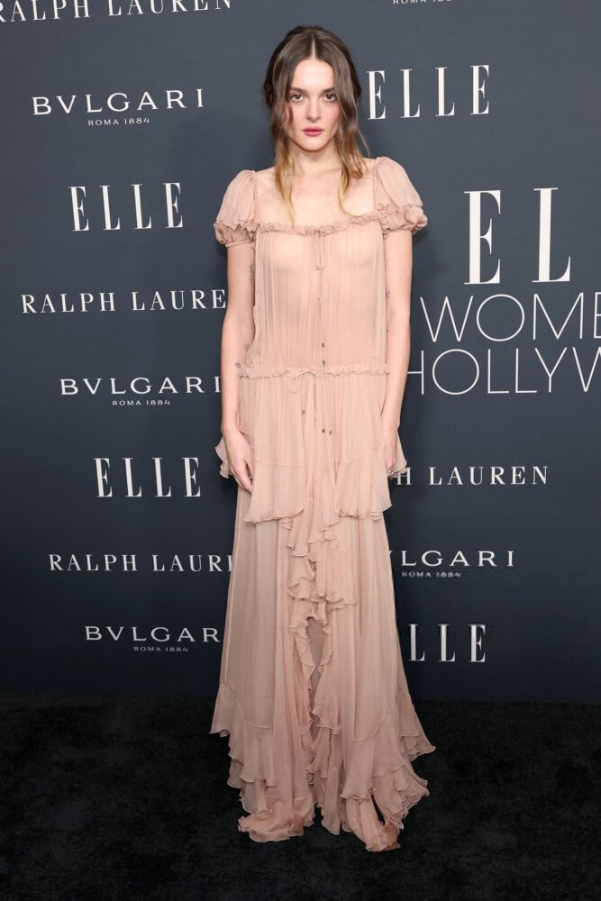 Charlotte Lawrence Nipples Exposed See Through Gown Elle