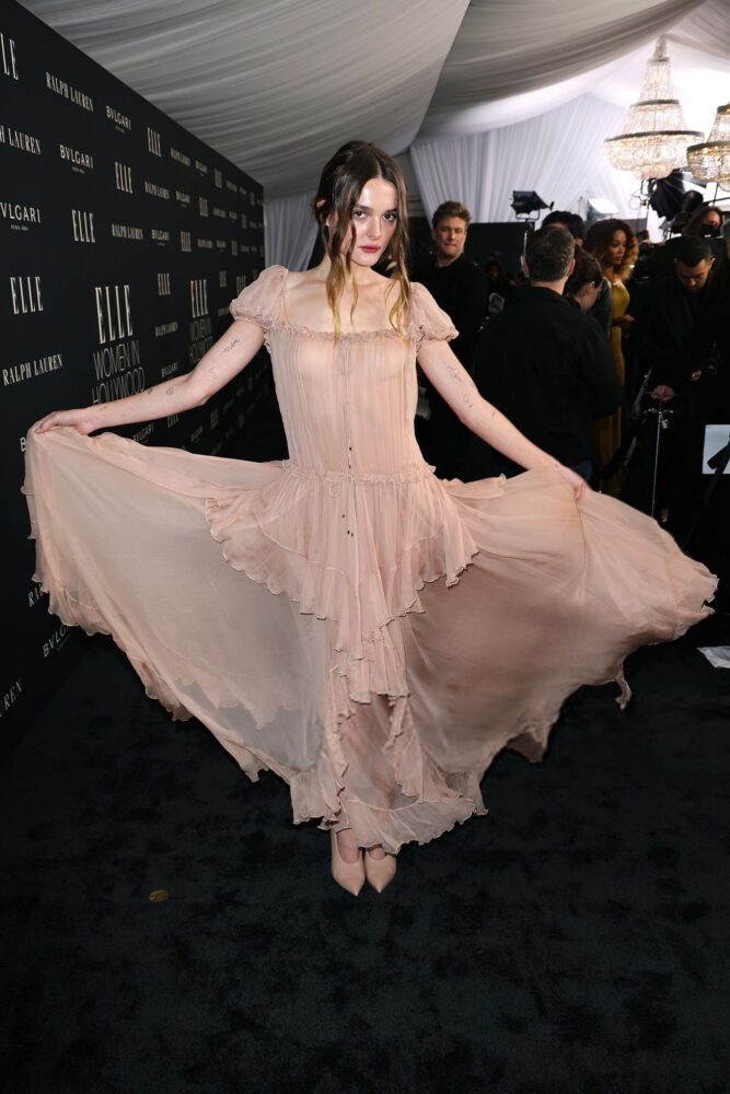 Charlotte Lawrence Nipples Exposed See Through Gown Elle