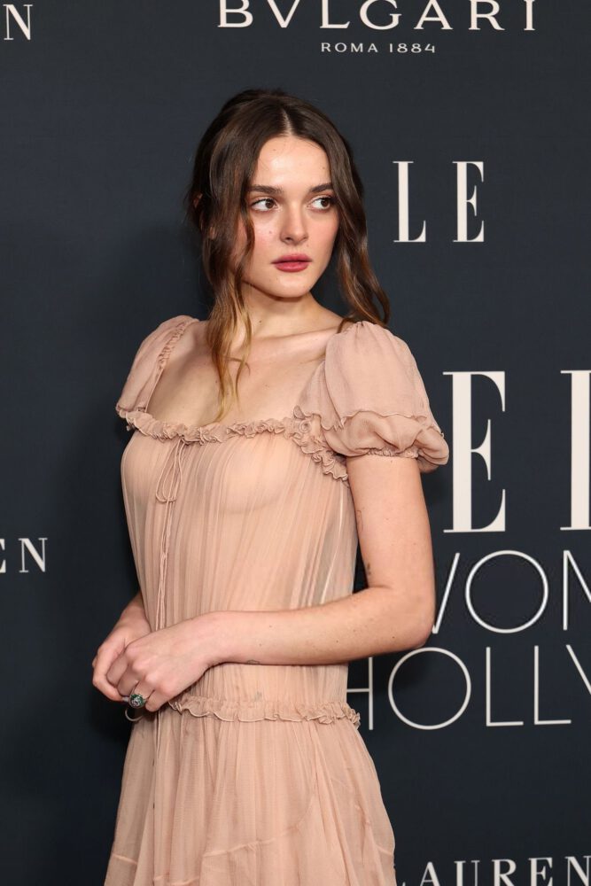 Charlotte Lawrence Nipples Exposed See Through Gown Elle