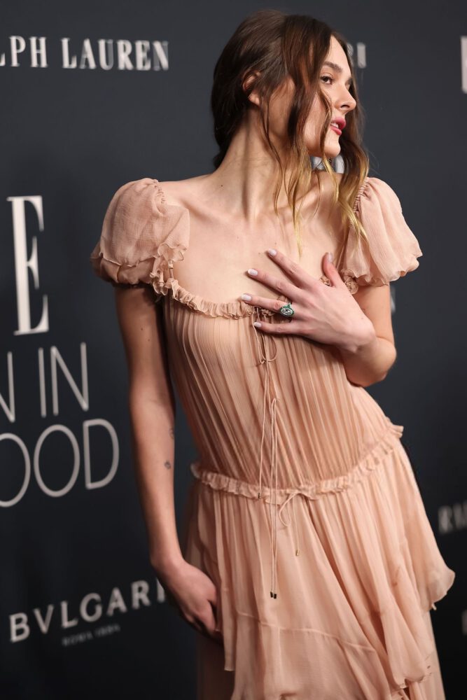 Charlotte Lawrence Nipples Exposed See Through Gown Elle