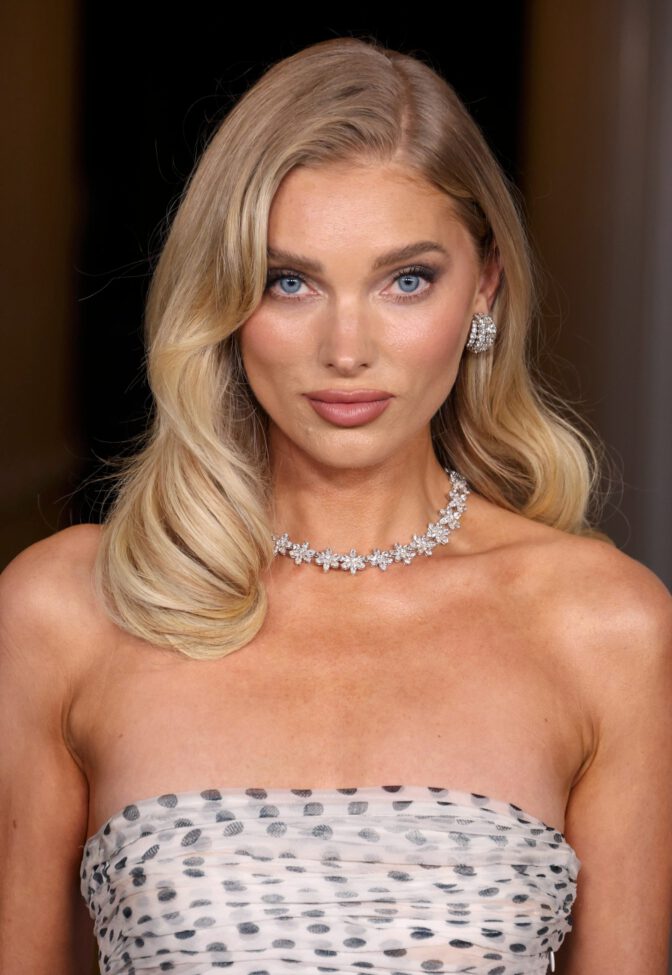 Elsa Hosk Bare Leg Sheer Gown Thigh High Slit Lacma