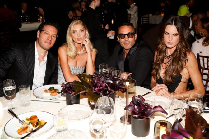 Elsa Hosk Bare Leg Sheer Gown Thigh High Slit Lacma