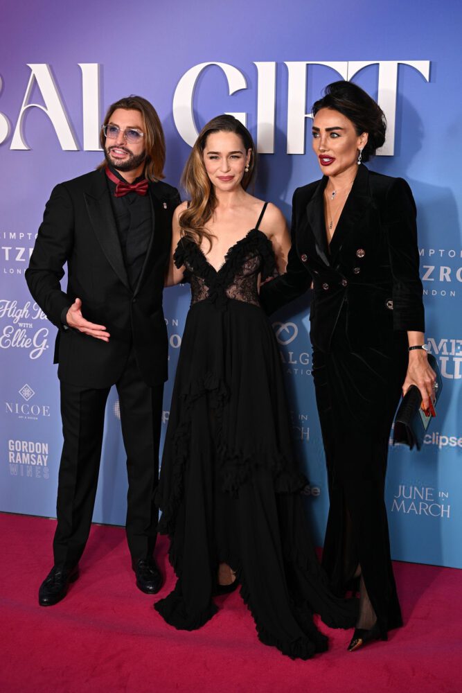 Emilia Clarke Braless Sheer Lace Dress Global Gift Gala