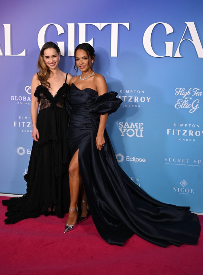 Emilia Clarke Braless Sheer Lace Dress Global Gift Gala