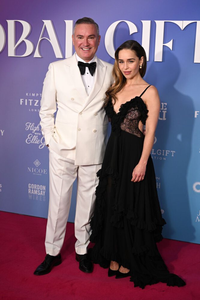 Emilia Clarke Braless Sheer Lace Dress Global Gift Gala