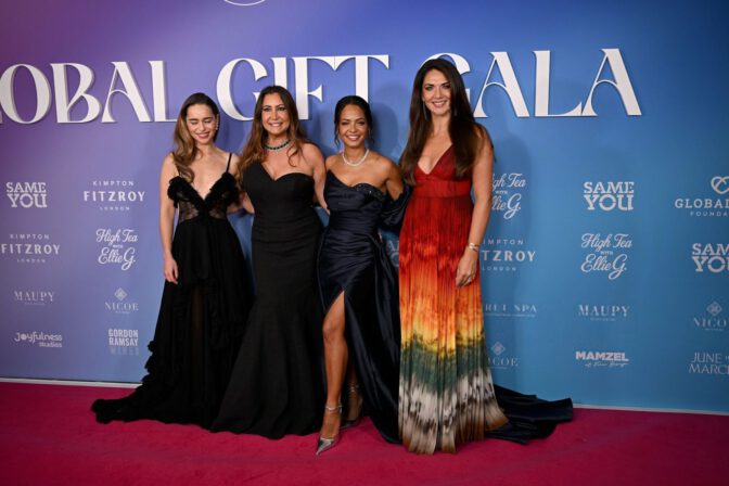 Emilia Clarke Braless Sheer Lace Dress Global Gift Gala