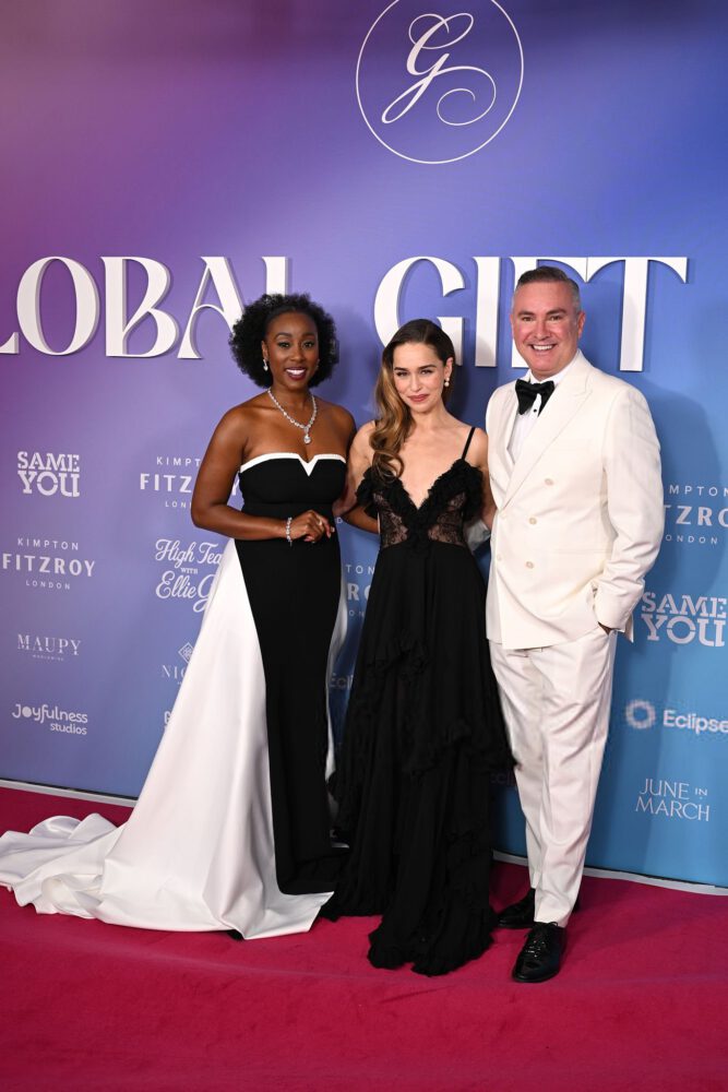 Emilia Clarke Braless Sheer Lace Dress Global Gift Gala