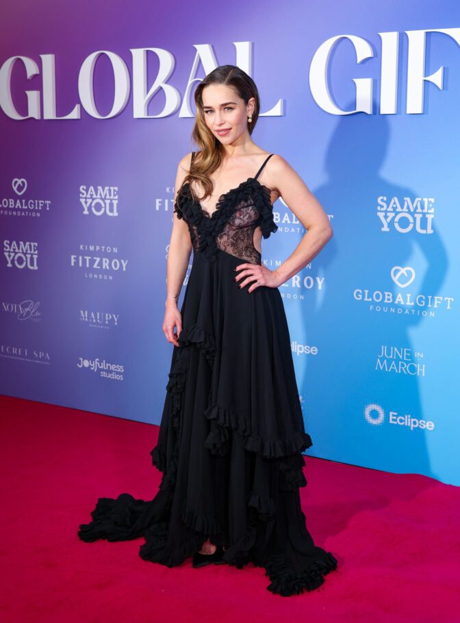 Emilia Clarke Nipples Sheer Dress Braless Global Gift Gala