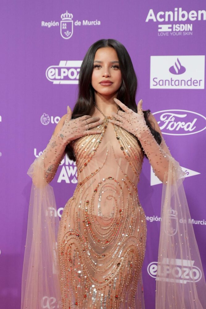 Emilia Mernes Nude See Through Dress Los Music Awards