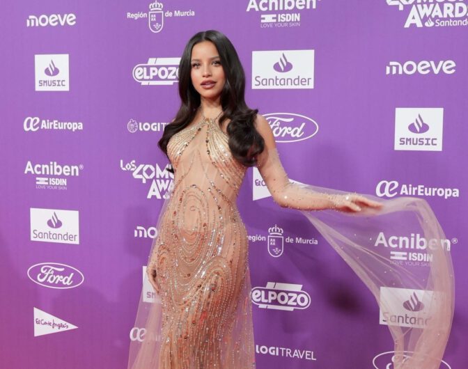Emilia Mernes Nude See Through Dress Los Music Awards