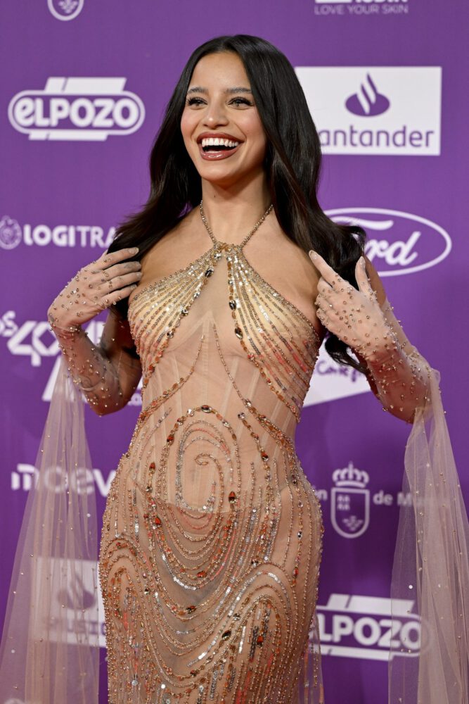 Emilia Mernes Nude See Through Dress Los Music Awards