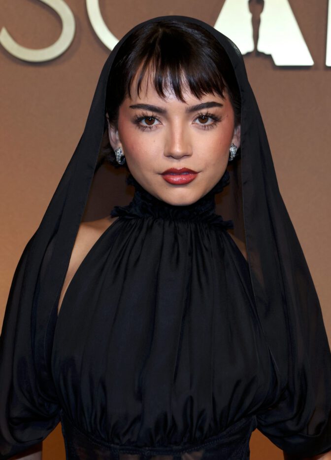Isabela Merced See Through Black Dress Governors Awards
