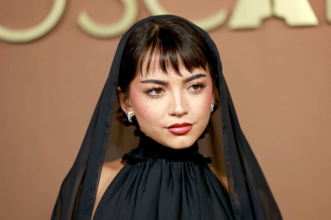 Isabela Merced See Through Black Dress Governors Awards