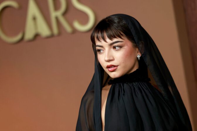 Isabela Merced See Through Black Dress Governors Awards