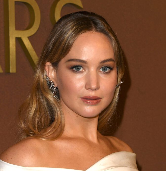 Jennifer Lawrence Thigh High Slit Sexy Body Governors Awards