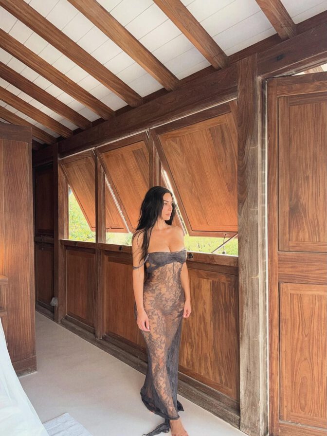 Kim Kardashian Boobs Ass Beach See Through Lace Dress
