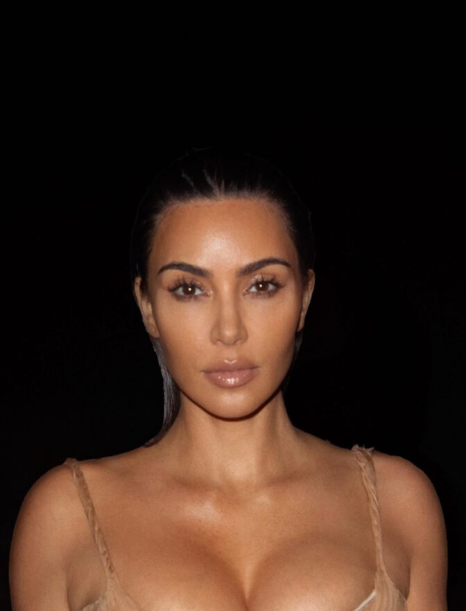 Kim Kardashian Wet Dress Cleavage Beach