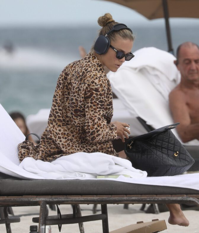 Nina Agdal Blue Bikini Miami Hot Beach Body