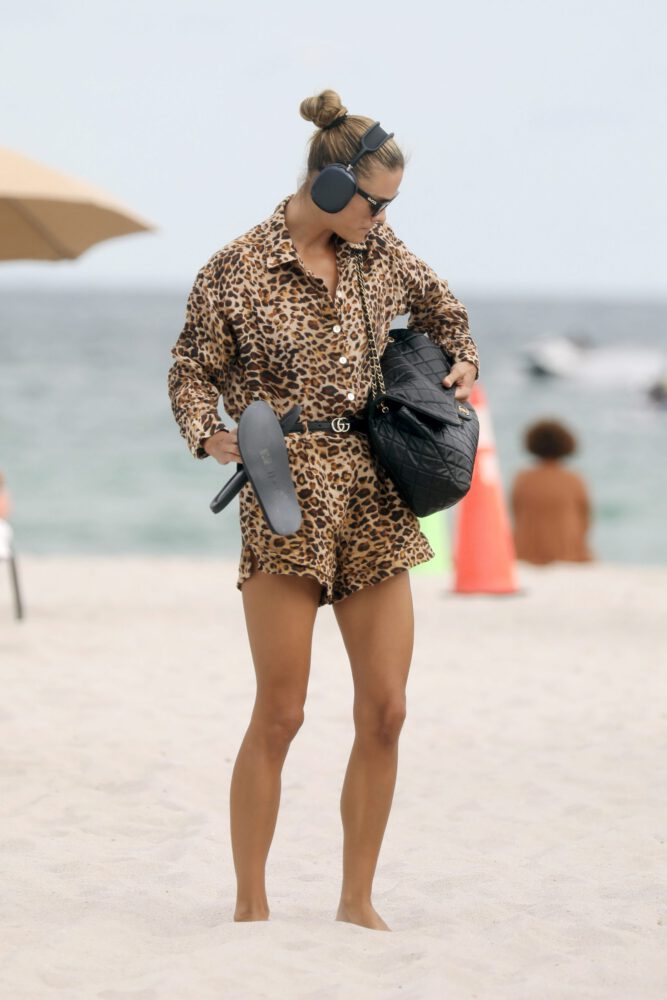 Nina Agdal Blue Bikini Miami Hot Beach Body