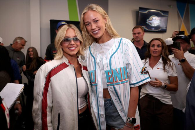 Sydney Sweeney Sexy Trackside Leather Shorts Bare Thighs