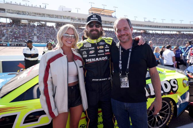 Sydney Sweeney Sexy Trackside Leather Shorts Bare Thighs