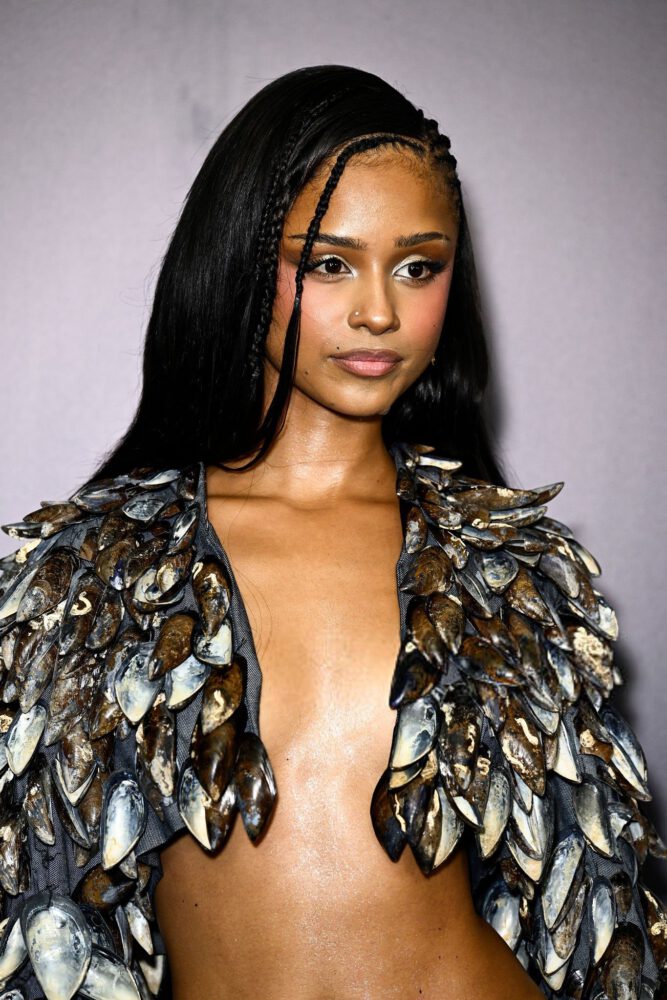 Tyla Bare Chest Sheer Skirt Glamour Awards London