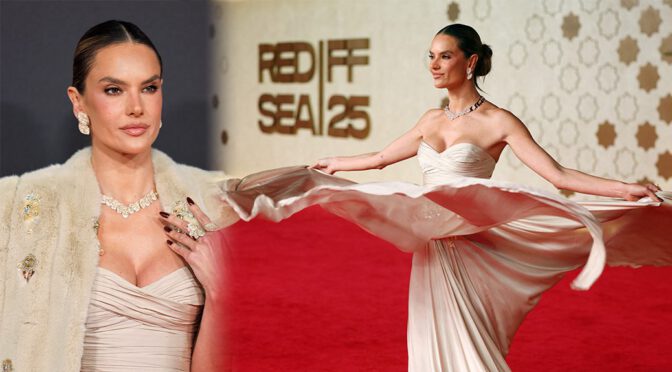 Alessandra Ambrosio Stuns in Strapless Gown in Jeddah