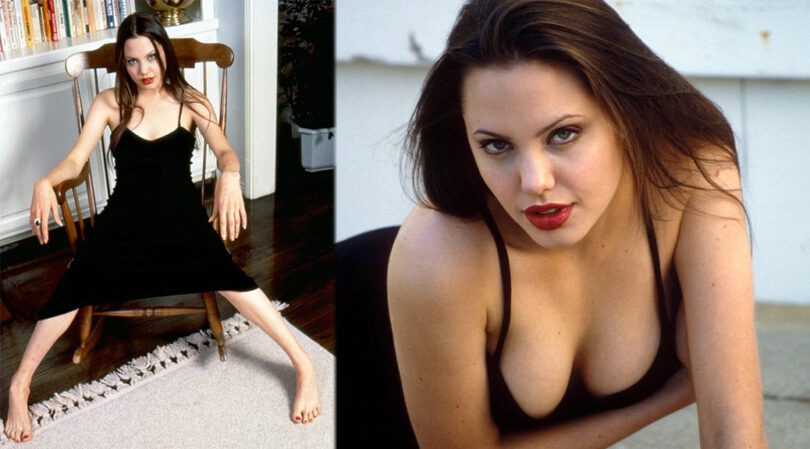 Angelina Jolie Unleashed: Seductive 1994 Shoot in Black Dress