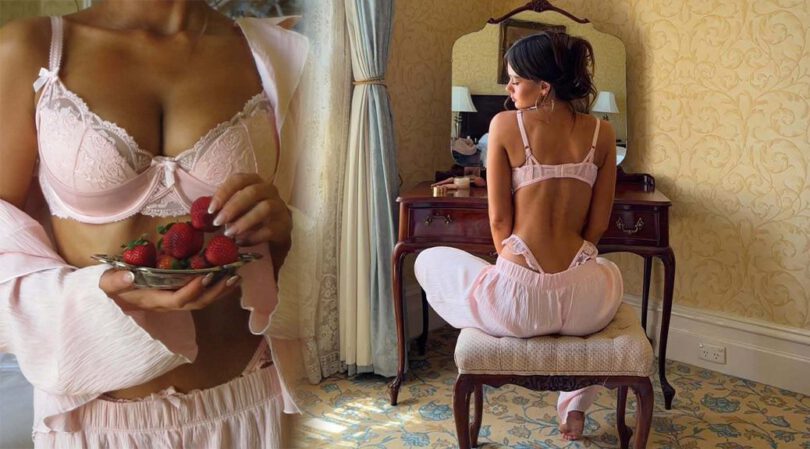 Ella Cervetto’s Cleavage Goes Wild: Sexy Pink Pajama Strip-Down