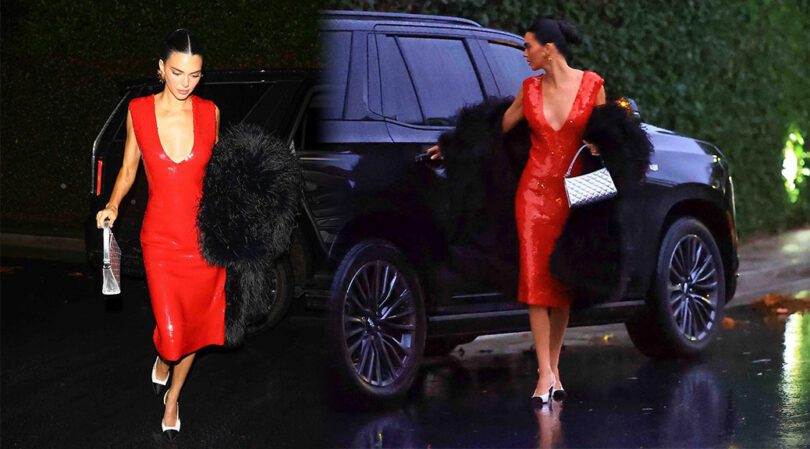 Kendall Jenner Stuns in Red Dress on Christmas Eve Night Out