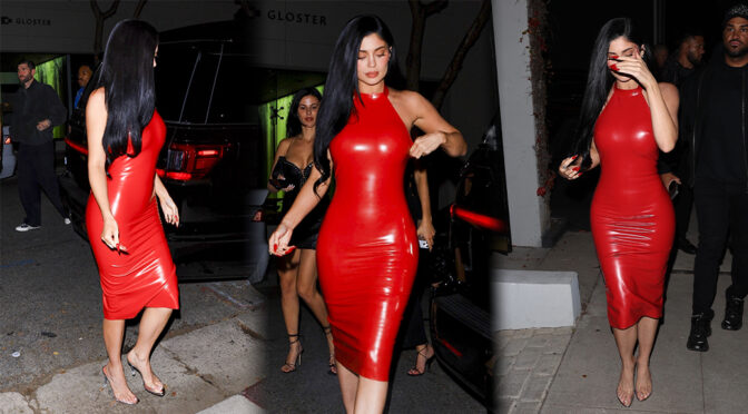 Kylie Jenner’s Nipples and Curves Explode in Red Latex at OBB Party