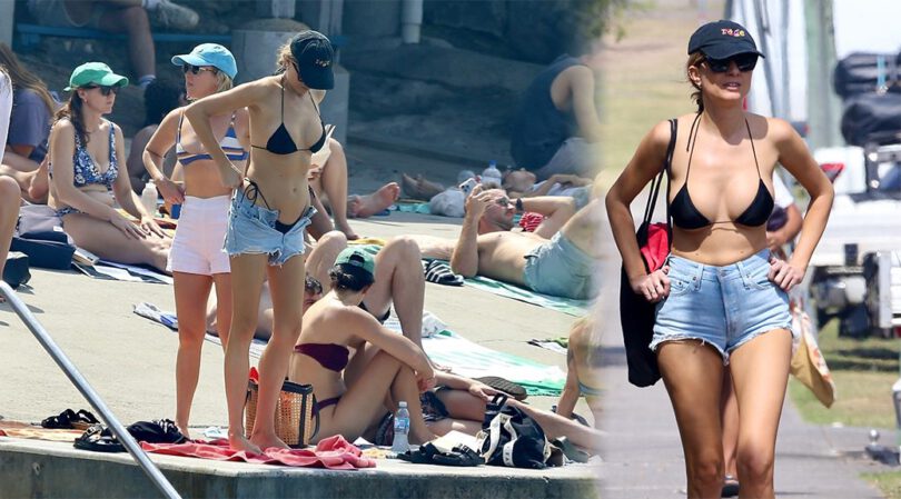 Mel Bailey Rocks Micro Bikini & Denim Shorts in Jaw-Dropping Beach Stroll