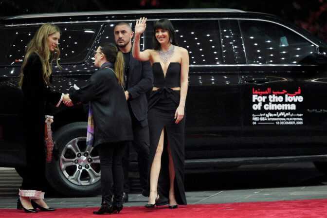 Dakota Johnson Cleavage Bare Legs Sexy Red Sea Film Fest