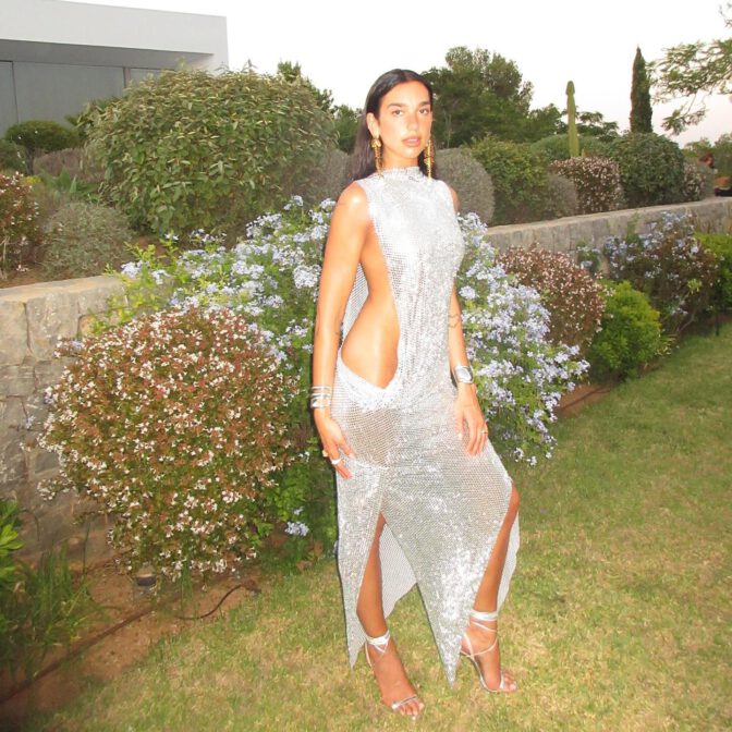 Dua Lipa Nsfw See Through Mesh Dress Braless Nips