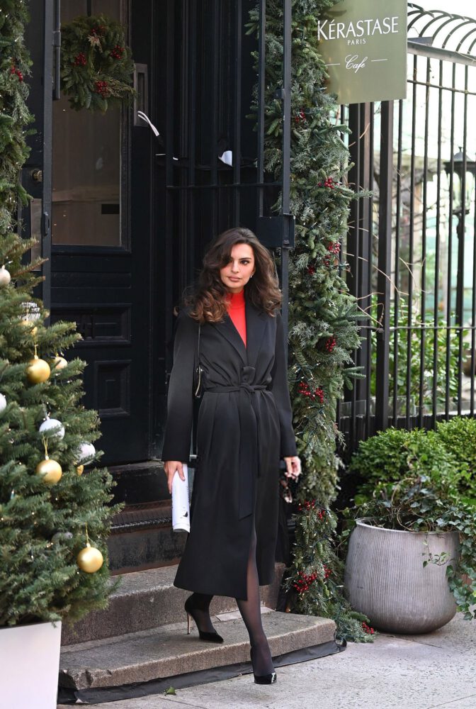 Emily Ratajkowski Sexy Red Dress Kerastase Holiday Pop Up