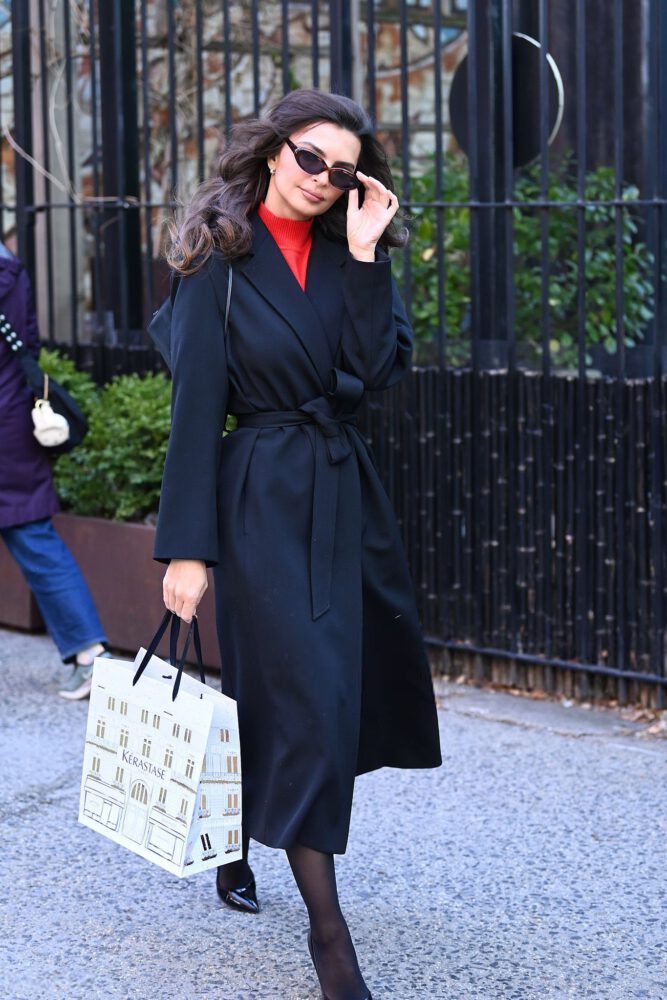 Emily Ratajkowski Sexy Red Dress Kerastase Holiday Pop Up