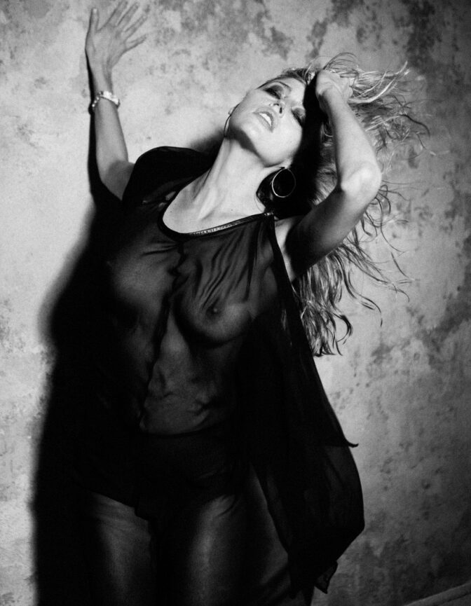 Estella Warren Explicit Nude Sheer Dress