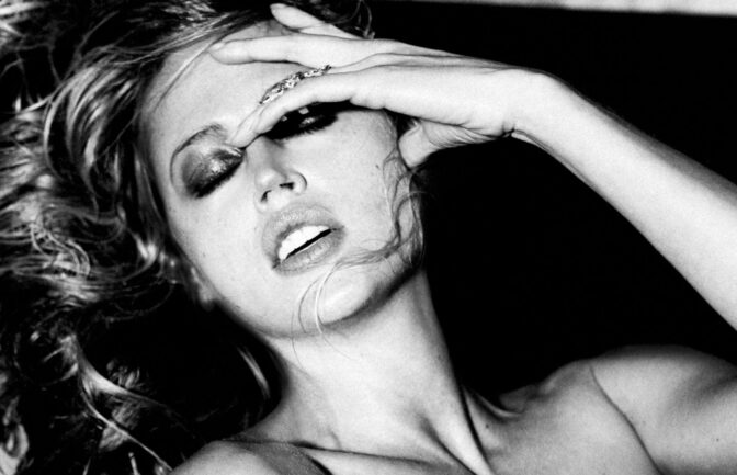 Estella Warren Explicit Nude Sheer Dress